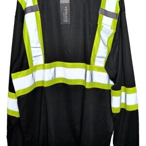 VENDACE Safety T Shirt Reflective High Visibility Hi Visibility Long Sleeve 2XL